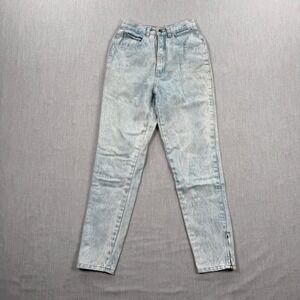 Stefano Sportswear Vintage High Waisted Acid Wash Tapered Jeans Ankle Zip 7/8